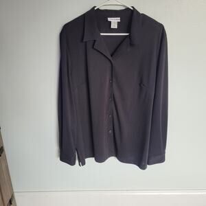 Alfred Dunner Women's Large Black Blazer Button Down Long Sleeve Blouse Career